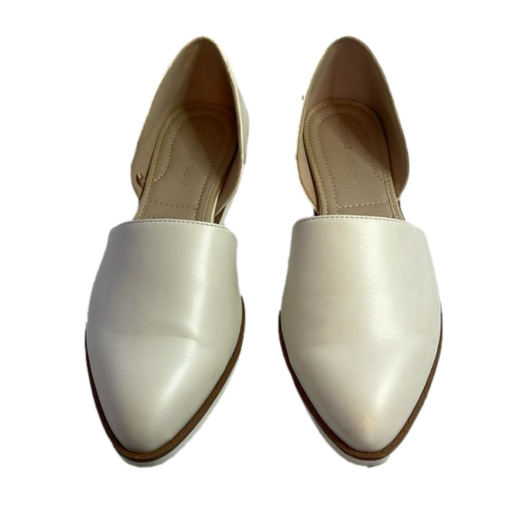Adrienne Vittadini Women's 8 Shoe Pearl Latka Flats D Orsay Almond Toe Lug Sole